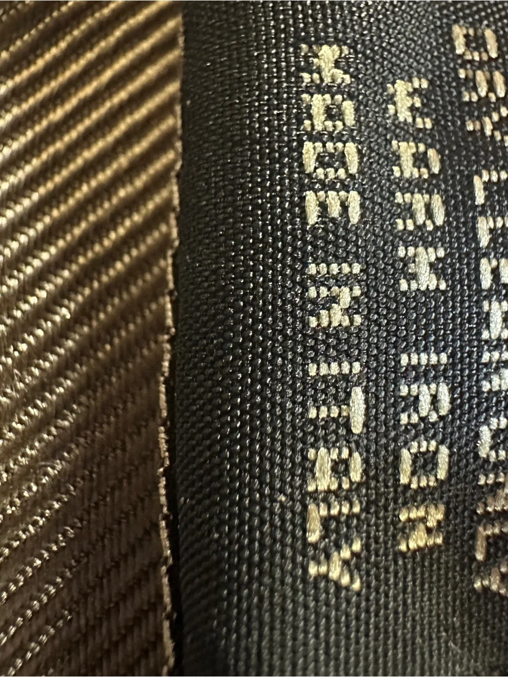 Ermenegildo Zegna Black Silk Tie with Purple and Tan Geometric Squares